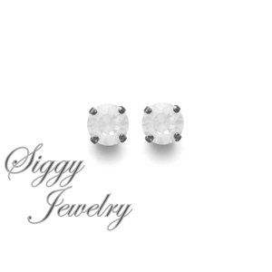 Swarovski White Opal 8mm Gumdrop Stud Earrings